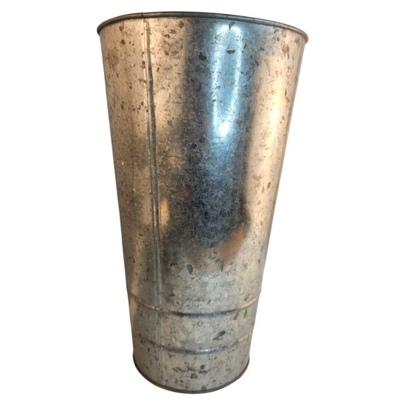 Galvanized Metal Vase Rustic Farmhouse Style Tall Flower Container - 14 x 8 Inch - Picture 10 of 10